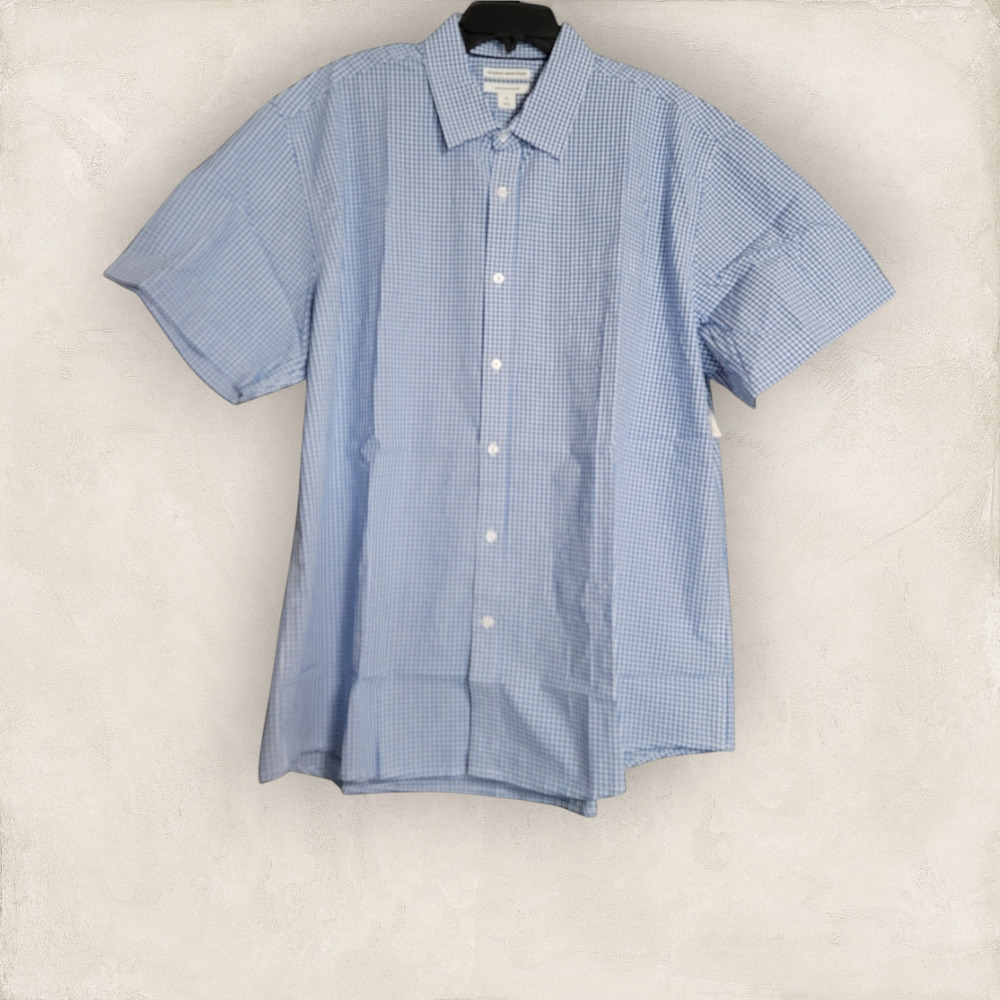 Amazon Essential Men's Blue White Poplin Button Down Shirt Size XXL